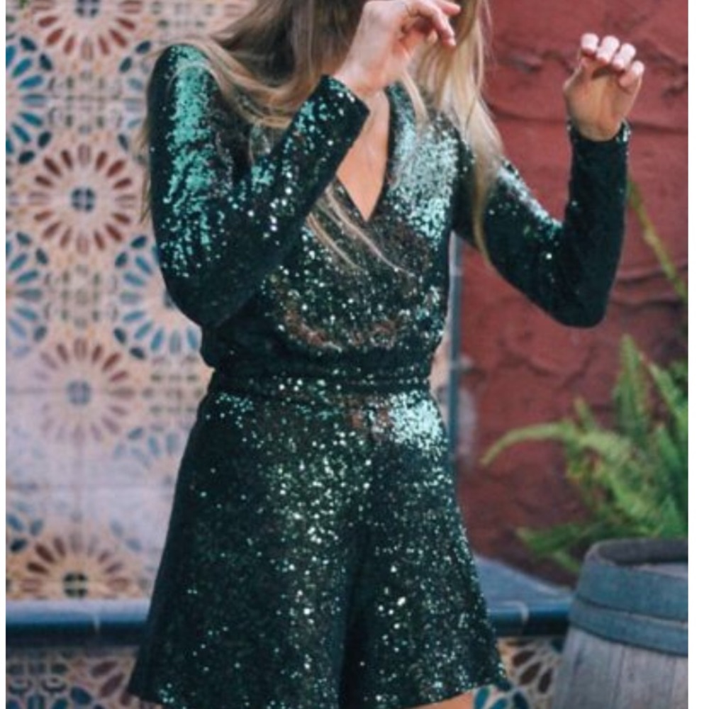Emerald sequin romper - Picture 1 of 3